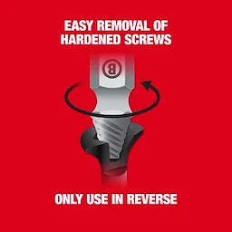 The M2 Steel Screw Extractor Set 4PC allows easy removal of hardened screws. Text indicates it should only be used in reverse.