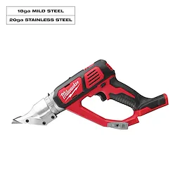 M18 18-Volt Lithium-Ion Cordless 18-Gauge Double Cut Metal Shear in red and black with 18ga mild steel and 20ga stainless steel cutting capacity.