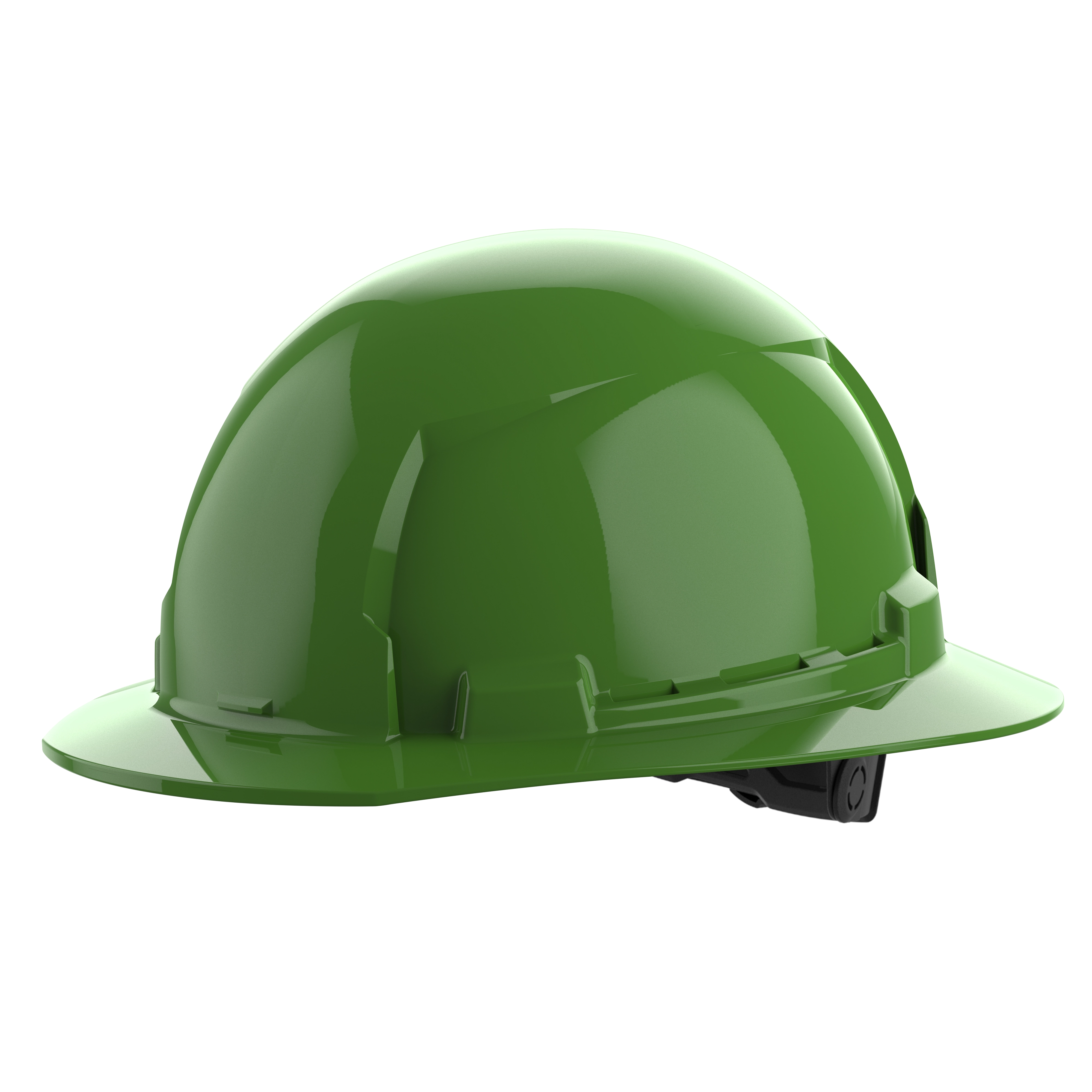 BOLT Green Full Brim Hard Hat w/6pt Ratcheting Suspension (USA) - Type 1, Class E on a plain background