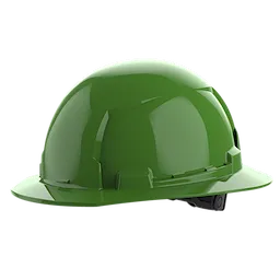 BOLT Green Full Brim Hard Hat w/6pt Ratcheting Suspension (USA) - Type 1, Class E on a plain background