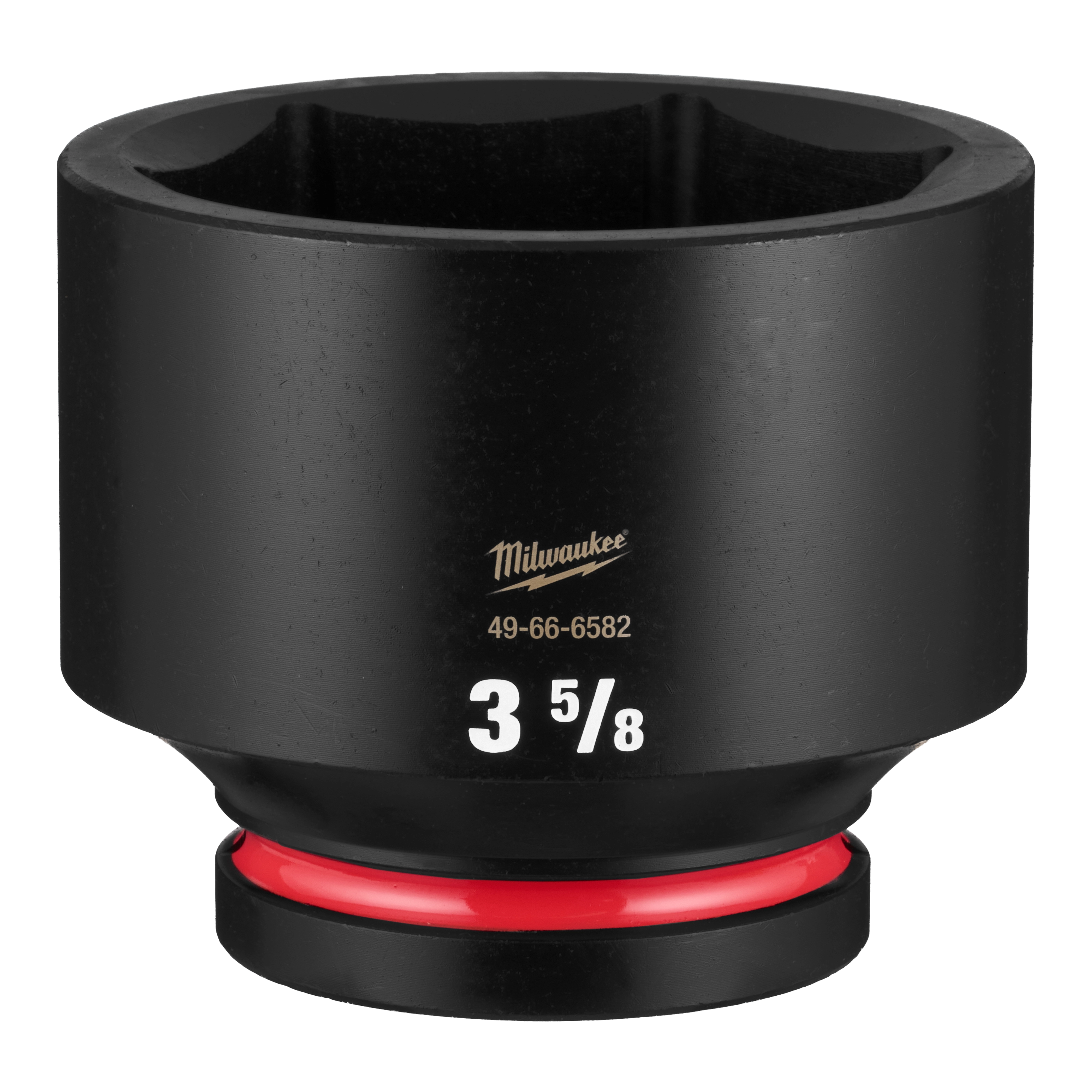 SHOCKWAVE Impact Duty 1" Drive 3-5/8" Standard 6 Point Socket standing upright with a red ring near the base.