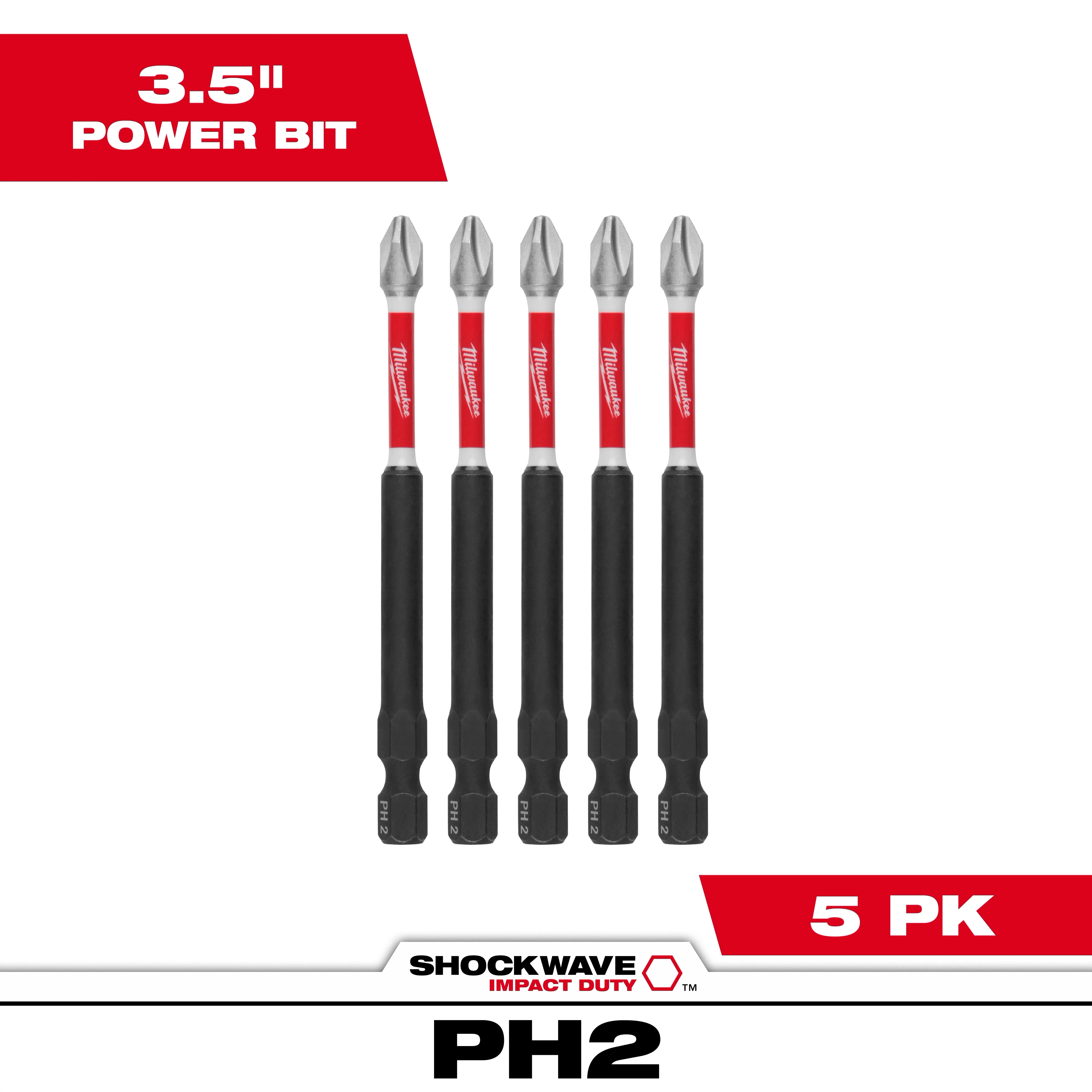 SHOCKWAVE™ 3-1/2” Impact Duty Phillips #2 Power Bits (5 PK)