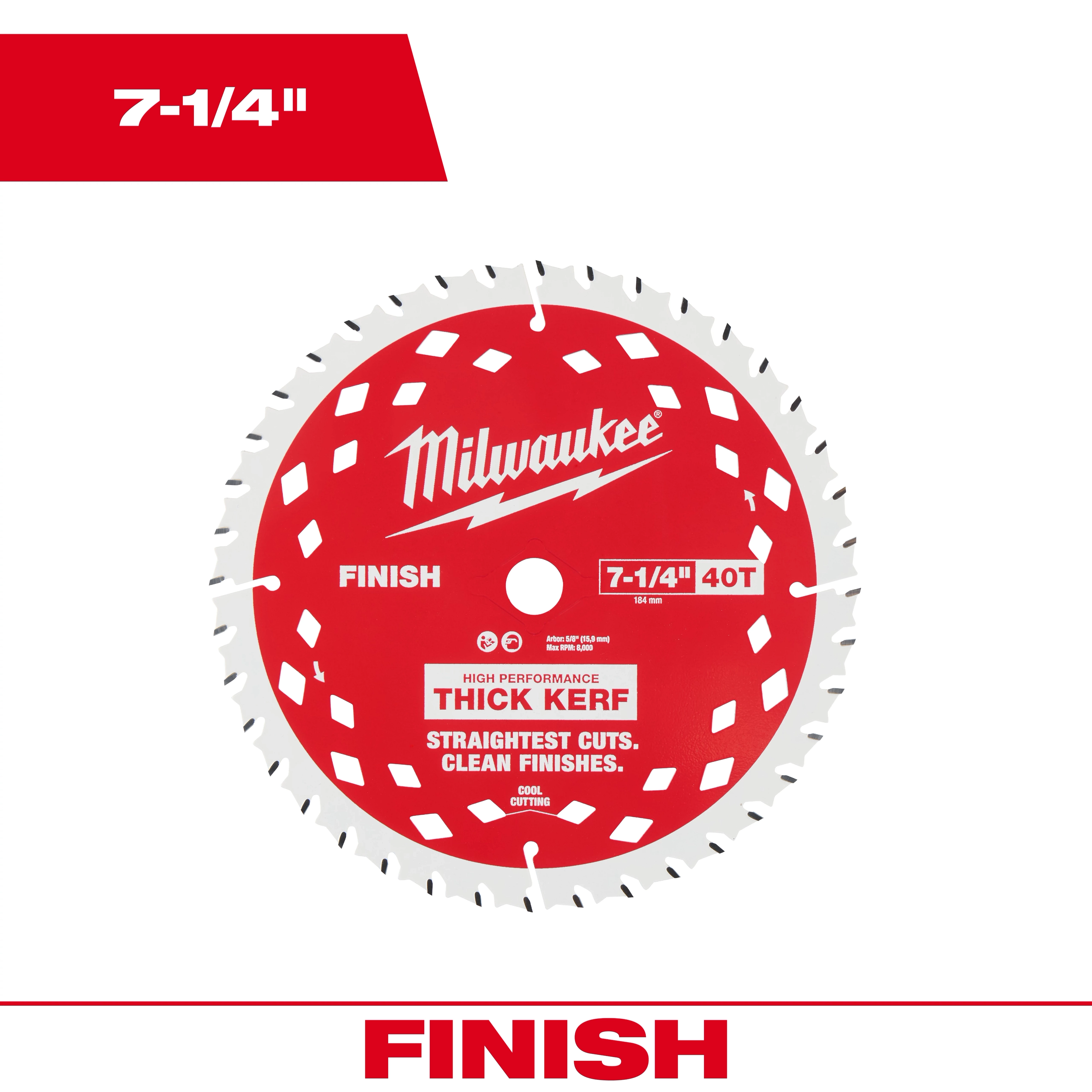 7-1/4" 40T Thick Kerf Finish Circular Saw Blade 7-1/4" 40T Thick Kerf Finish Circular Saw Blades Bulk 10 centered on plain background.