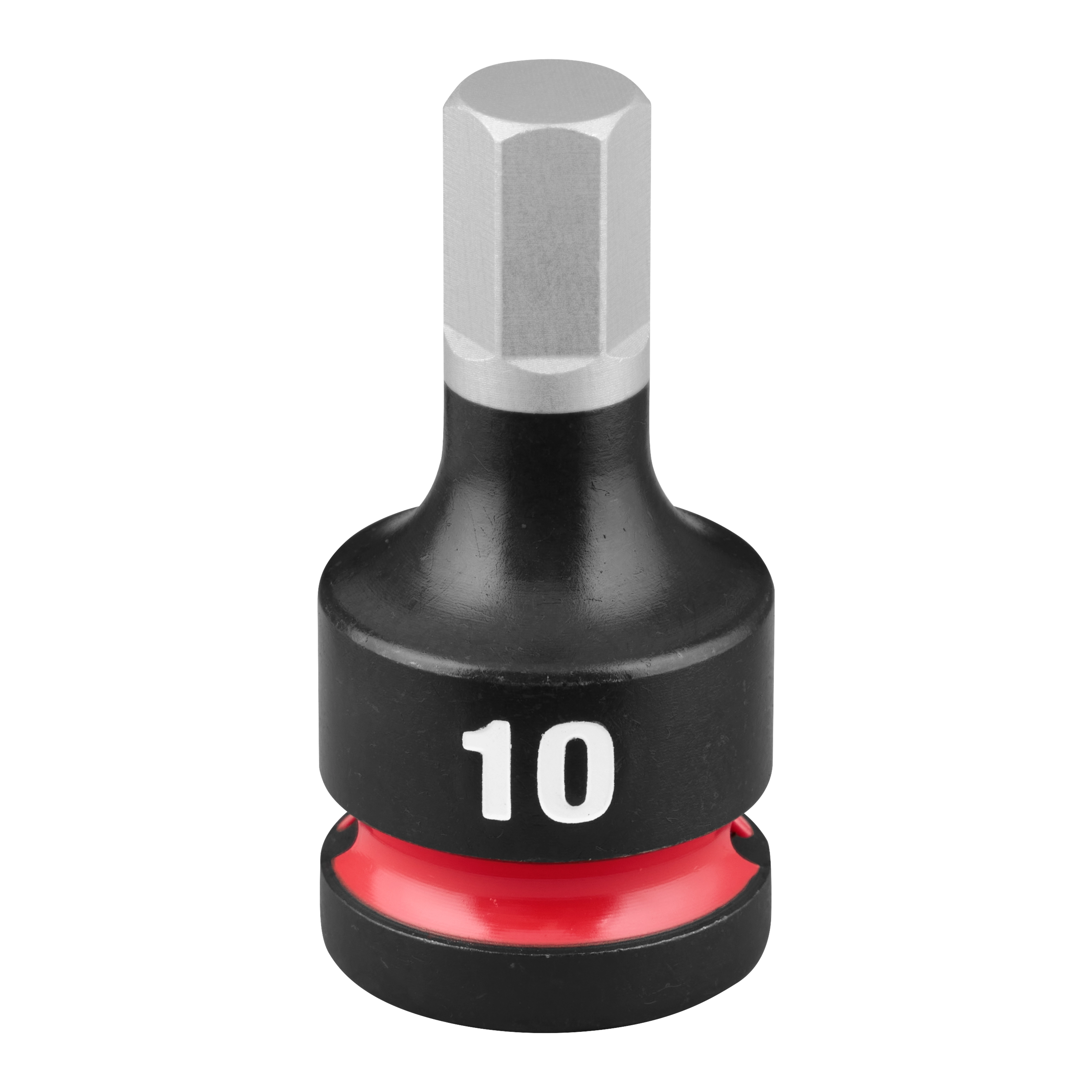SHOCKWAVE Impact Duty 1/2" Drive 2" Hex 10mm Bit Socket standing upright on a plain background.