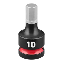SHOCKWAVE Impact Duty 1/2" Drive 2" Hex 10mm Bit Socket standing upright on a plain background.