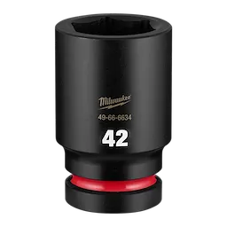 SHOCKWAVE Impact Duty 1" Drive 42mm Deep 6 Point Socket standing upright with a visible 42 marking and red ring.