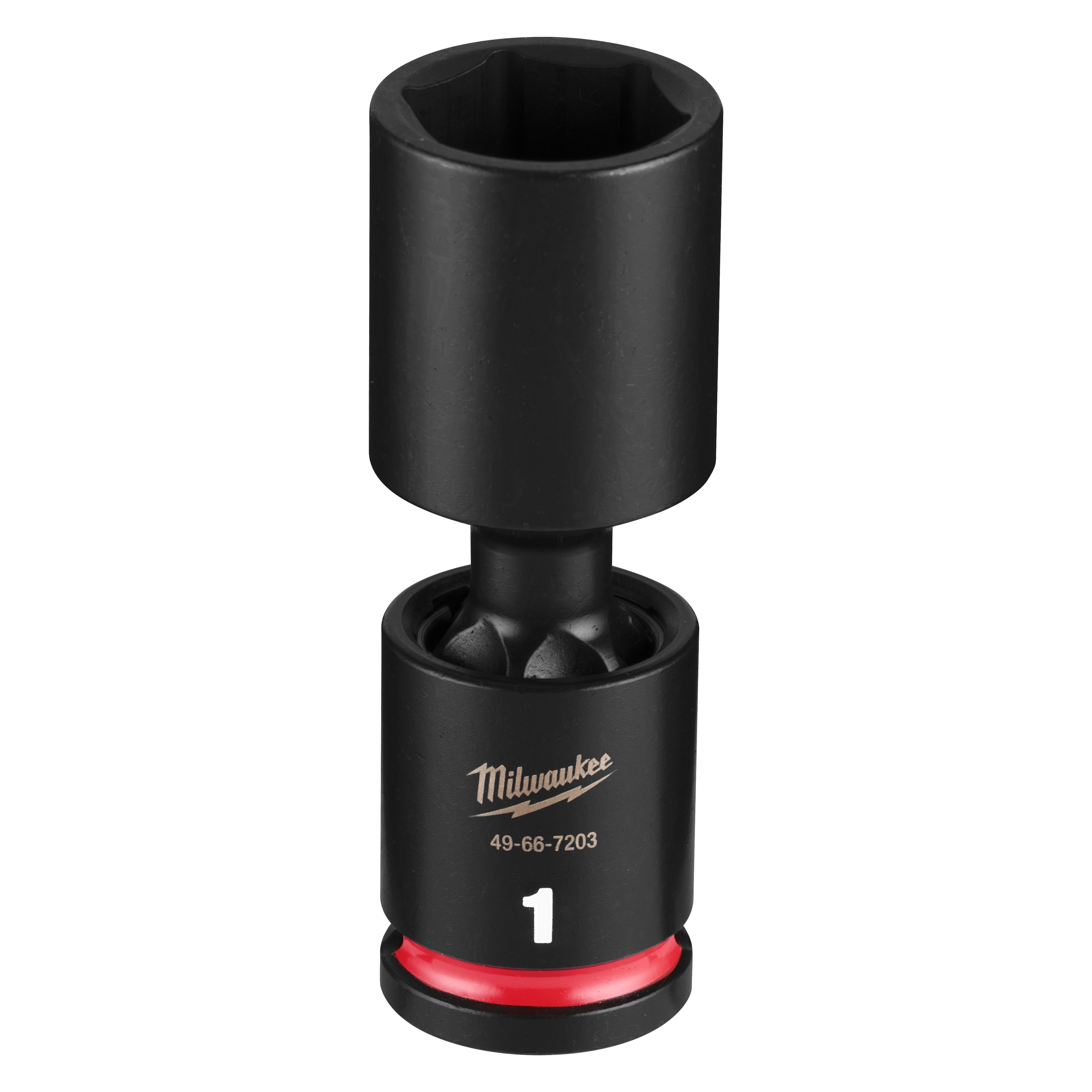 SHOCKWAVE Impact Duty 1/2" Drive 1" Deep Swivel Socket standing upright on a plain background.
