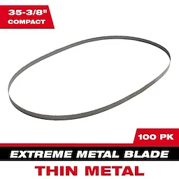 Band Saw Blade Main Image, 35-3/8" for thin metal, extreme metal blade, compact, 100 pack, displayed in an oval shape.