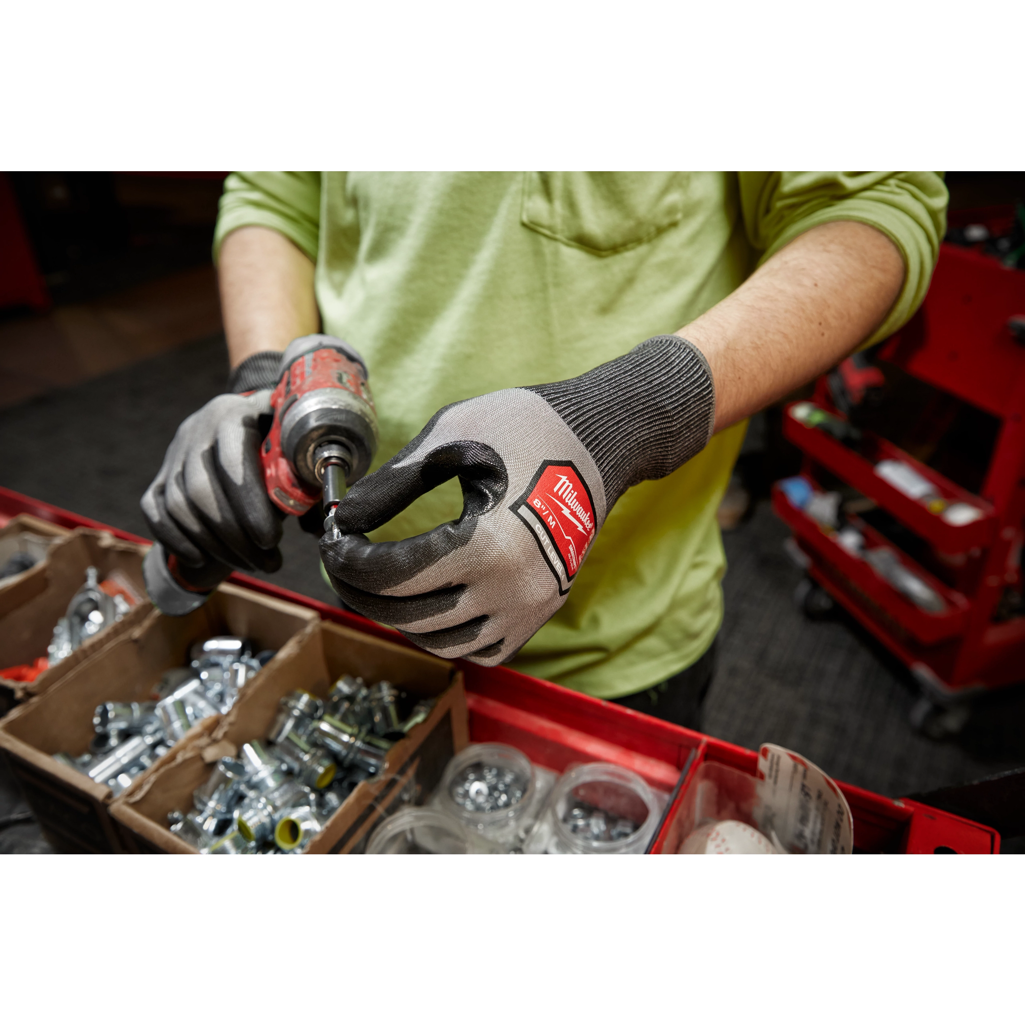 Worker wearing the Cut 4 High-Dexterity Gloves on the jobsite