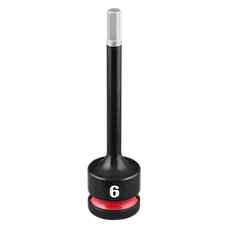 SHOCKWAVE Impact Duty 1/2" Drive 4" Hex 6mm Bit Socket standing upright with a 6 marking and red band near the base.