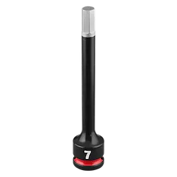 SHOCKWAVE Impact Duty 3/8" Drive 4" Hex 7mm Bit Socket standing upright on a plain background.
