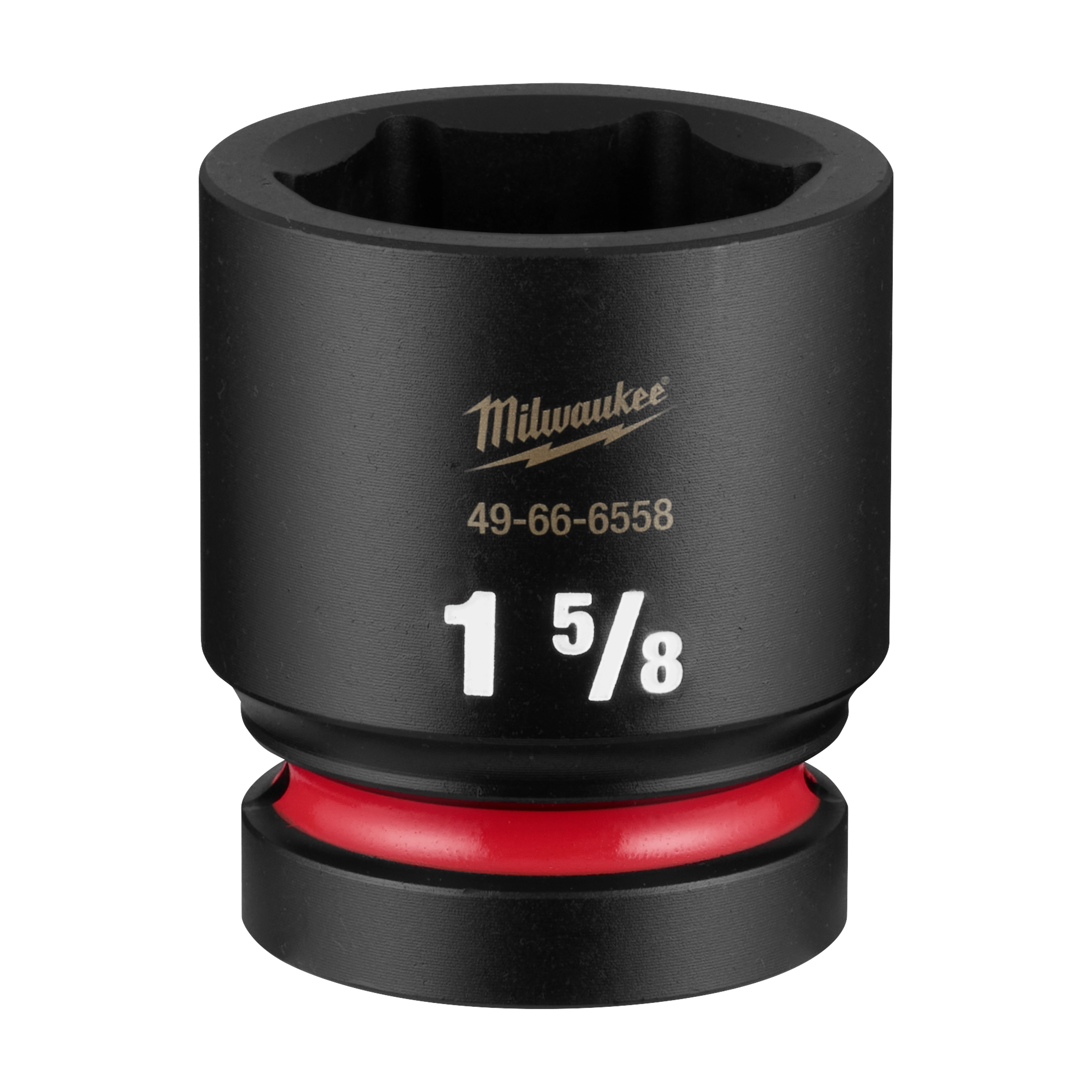 SHOCKWAVE Impact Duty 1" Drive 1-5/8" Standard 6 Point Socket standing upright with a red ring near the base.