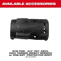 Protective boot accessory for M18 FUEL 3/4" Extended Anvil High Torque Impact Wrench w/ ONE-KEY Kit displayed on white background.