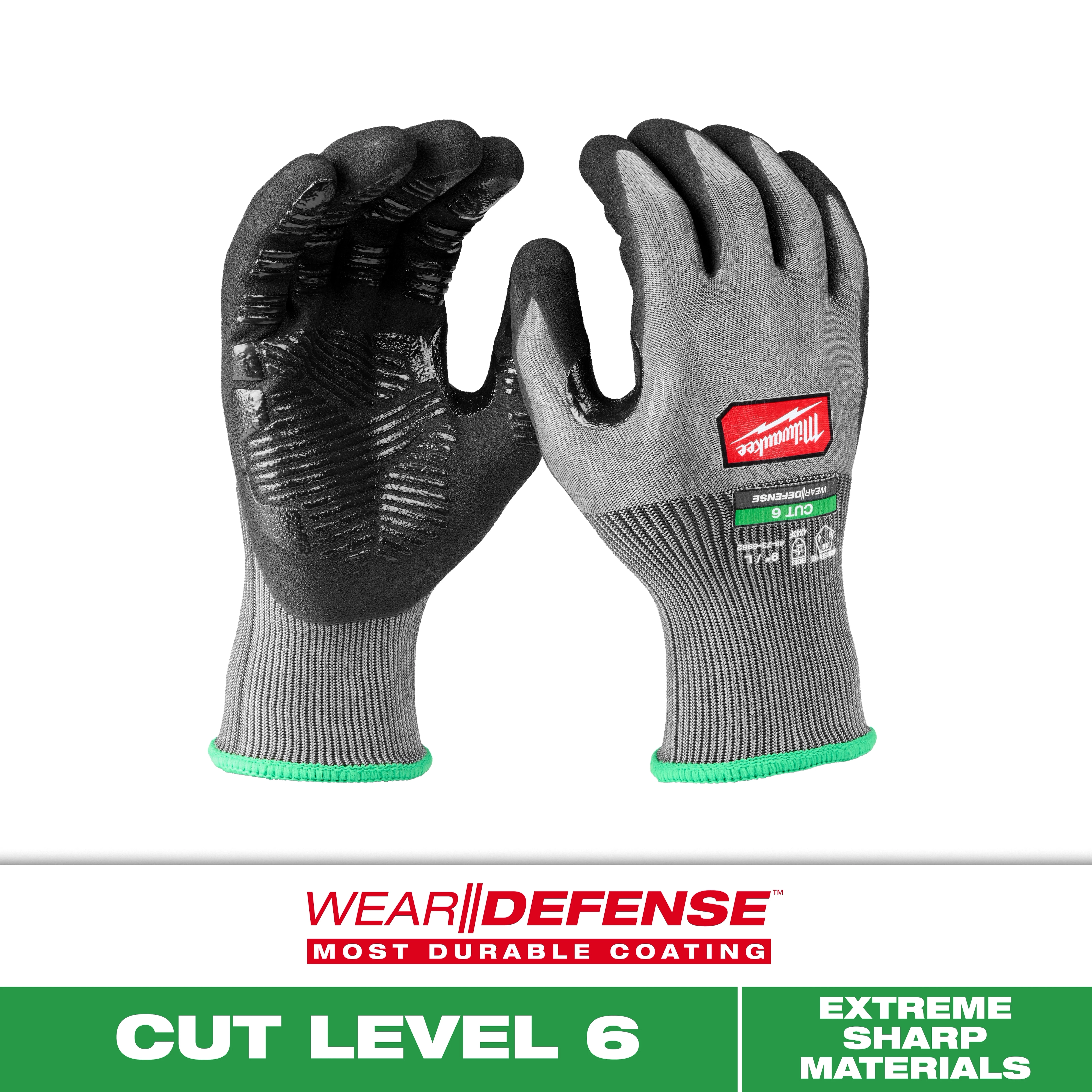 Milwaukee Cut Level 6 High Dexterity Nitrile Dipped Gloves w/ WEAR-DEFENSE Protection.