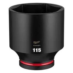 Black SHOCKWAVE Impact Duty 1" Drive 115mm Deep 6 Point Socket standing upright on a plain background.