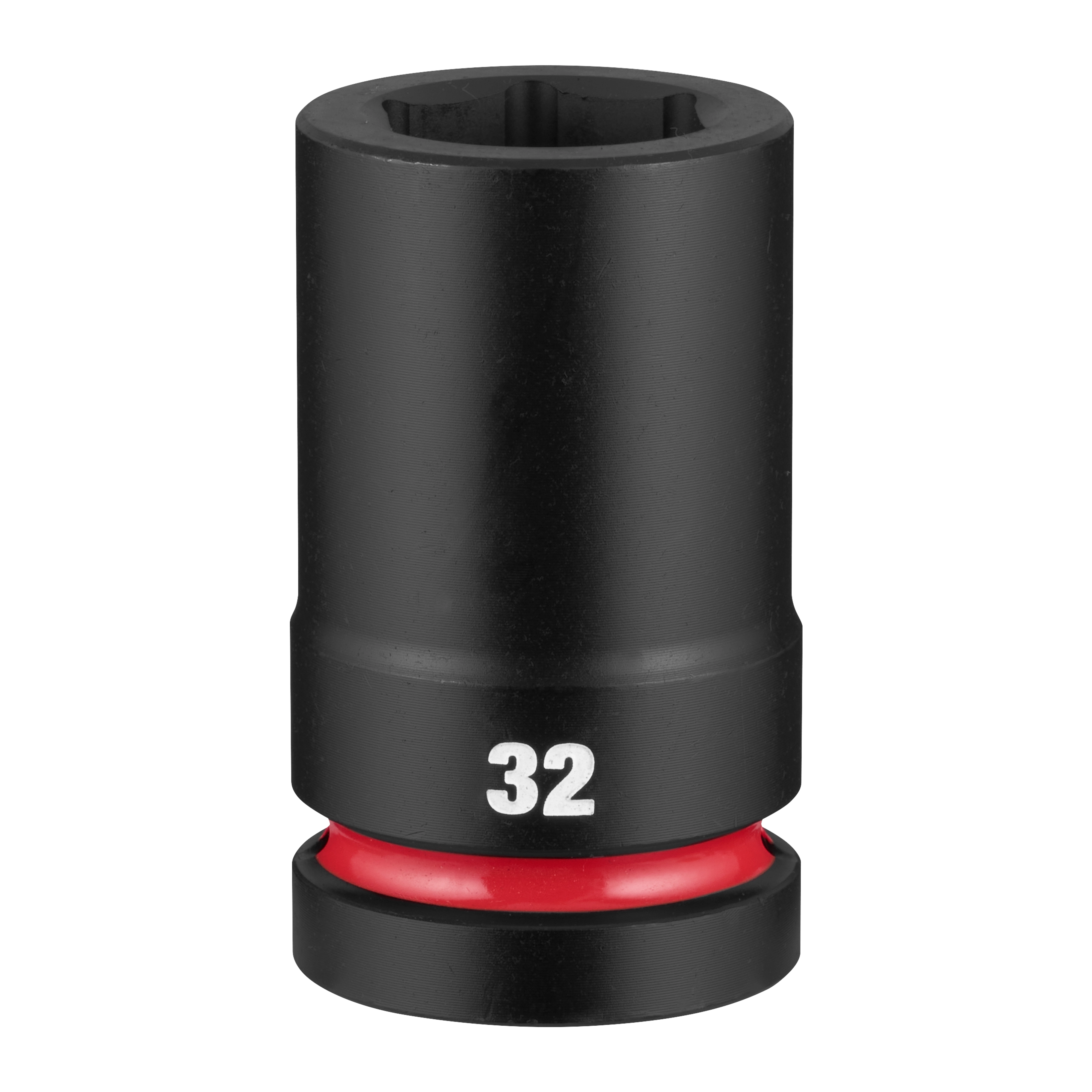 SHOCKWAVE Impact Duty 1" Drive 32mm Deep 6 Point Socket standing upright with 32 marking and red ring near base.
