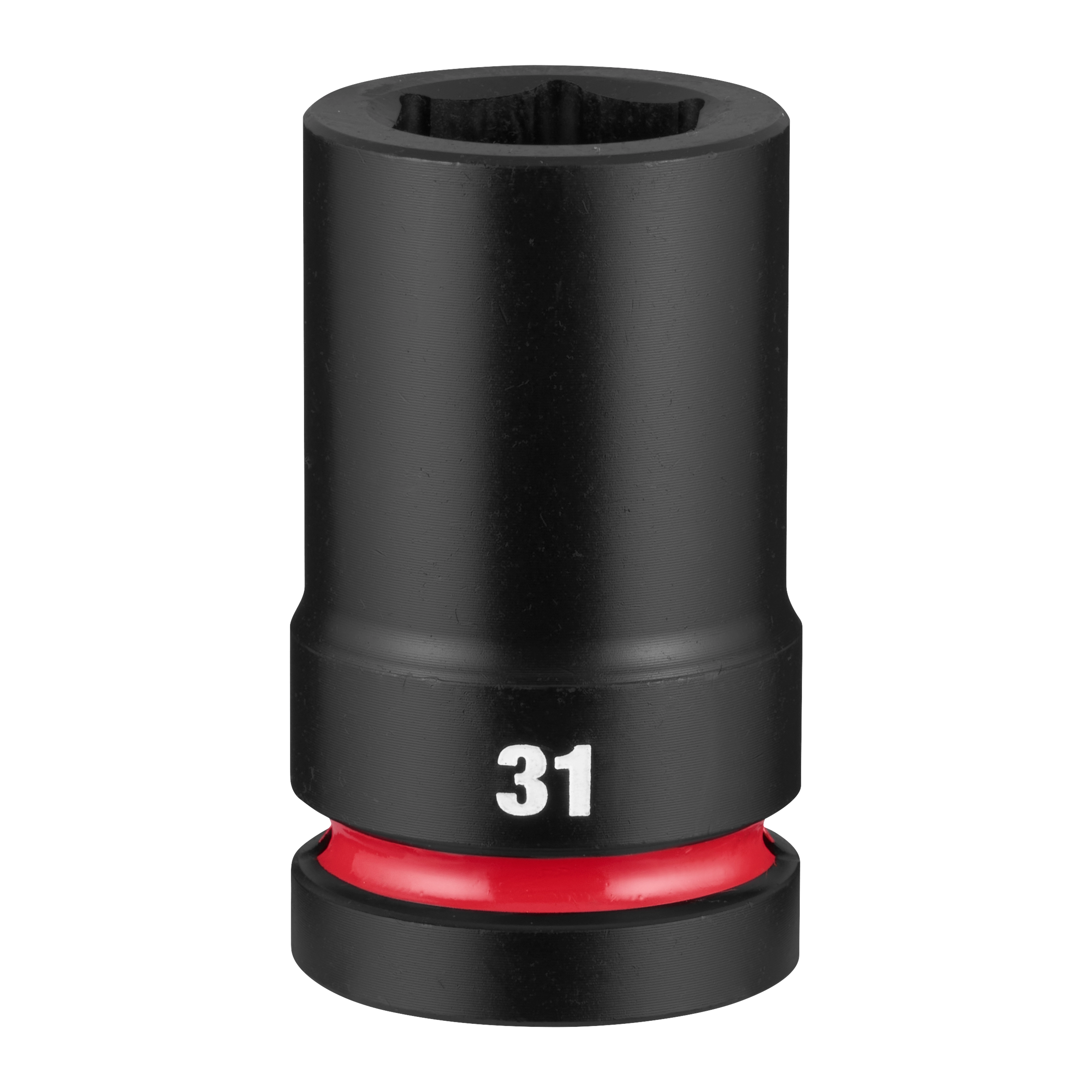 SHOCKWAVE Impact Duty 1" Drive 31mm Deep 6 Point Socket standing upright with 31 marking and a red ring near the base.