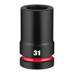 SHOCKWAVE Impact Duty 1" Drive 31mm Deep 6 Point Socket standing upright with 31 marking and a red ring near the base.