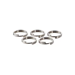 Five pieces of 2lb 3/4" Split Rings, arranged in two rows, made of shiny metal, with slight gaps on one side.