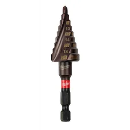 SHOCKWAVE Impact Duty Metric Step Bit 4-20mm features a step design with marked increments for precise hole sizes.