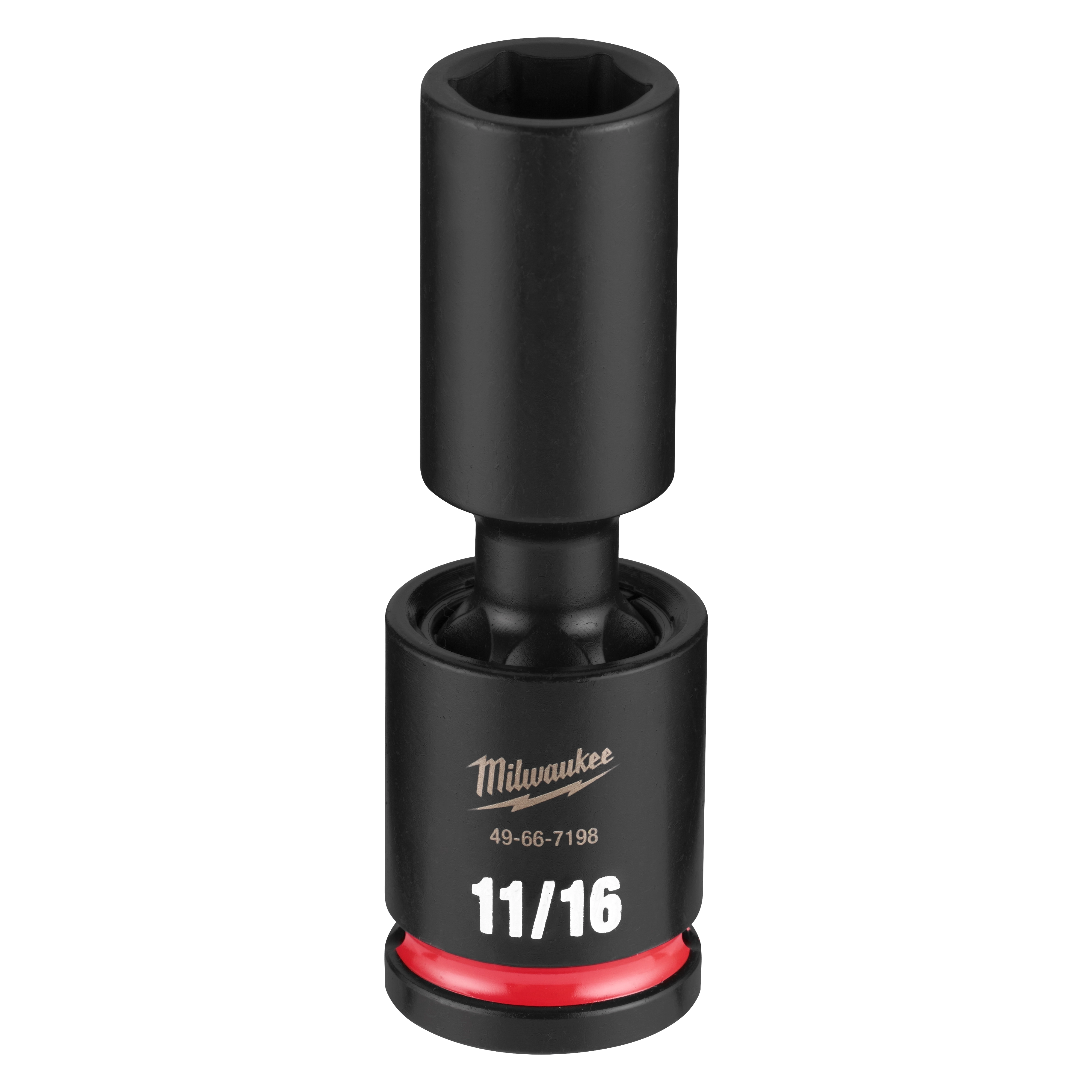 SHOCKWAVE Impact Duty 1/2" Drive 11/16" Deep Swivel Socket standing upright on a plain background.