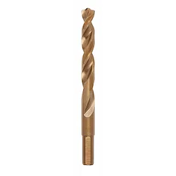 RED HELIX Cobalt 27/64" Drill Bit with a hex shank and bronze finish, designed for durability and precision drilling.