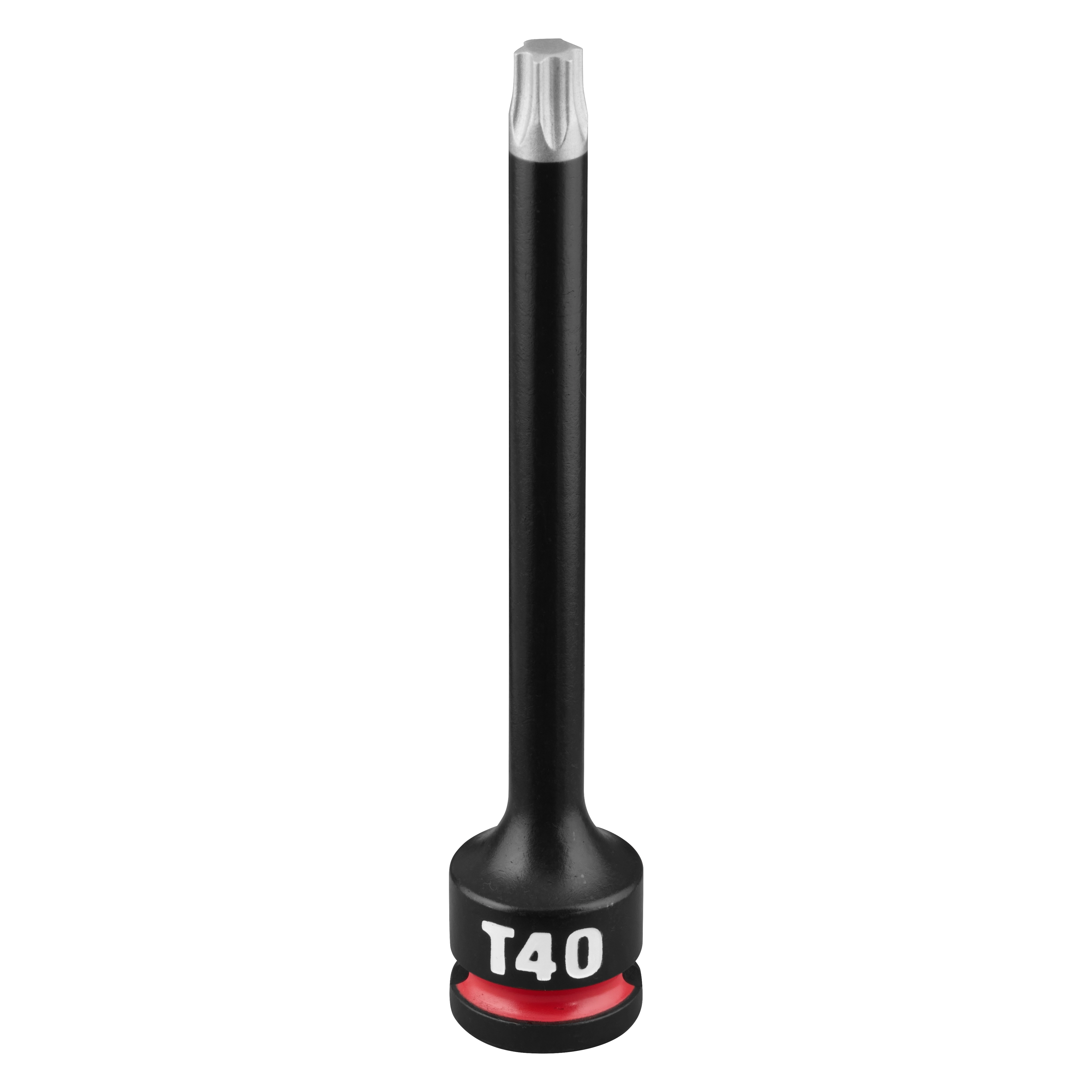 SHOCKWAVE Impact Duty 3/8" Drive 4" Torx T40 Bit Socket standing upright with T40 label on the base.