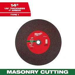 14" x 1/8" x 20mm Masonry Cut Off Wheel - Type 1 with a red and black design, suitable for masonry cutting.