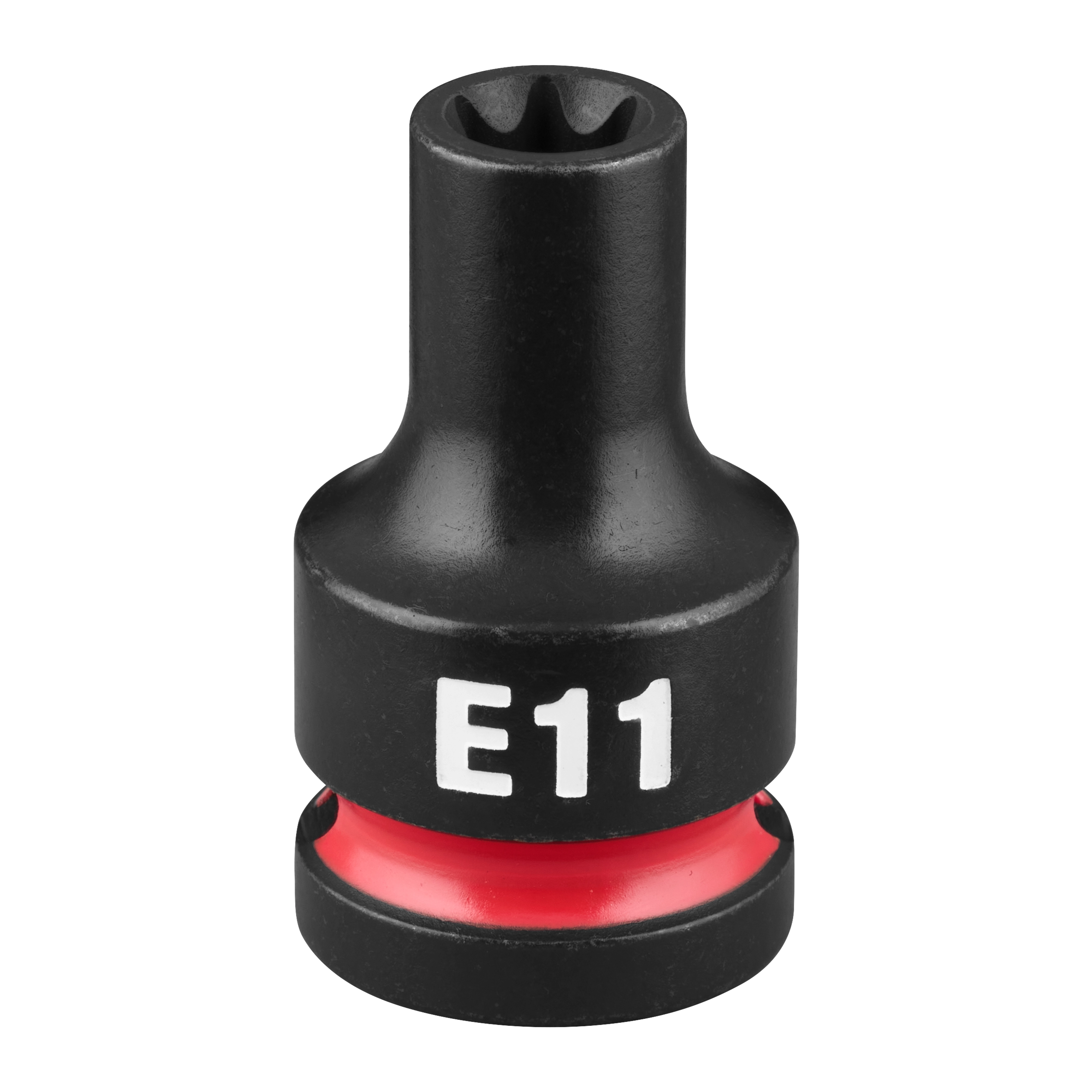 SHOCKWAVE Impact Duty 1/2" Drive E-Torx E11 Bit Socket standing upright with E11 marking and a red band near the base.