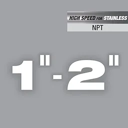 Universal Dies Image Reel featuring 1"-2" NPT, high-speed for stainless steel, displayed against a grey background.