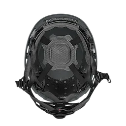 BOLT™ Grey Safety Helmet with 4-point Ratcheting Suspension – Type 2, Class E, primarily seen from the interior view showcasing the harness system designed for secure head protection and comfort, featuring black straps and a padded support.
