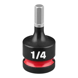 SHOCKWAVE Impact Duty 1/2" Drive 2" Hex 1/4" Bit Socket standing upright with 1/4 marking and red ring.