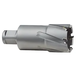 Annular Cutter, 1 1/2 inch diameter, metallic cylindrical drill bit with cutting edges and a shank for mounting.