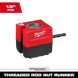 Compact SHOCKWAVE Impact Duty 1/2" Threaded Rod Nut Runner with square drive and hex shank attachment.