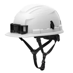 The BOLT™ White Front Brim Safety Helmet features a 4-point ratcheting suspension, providing secure fit and superior protection. This Type 2, Class E helmet includes a convenient front bracket for attachment of accessories and a chin strap for added stability and safety in demanding work environments.