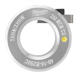 Circular 250 MCM Cu THHN/XHHW Bushing, silver with black attachment, marked with part number 49-16-B250C and a yellow dot.
