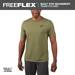 Hybrid Work Tee - Short Sleeve - Green Primary Image features a man wearing a green short-sleeve tee, built for movement.