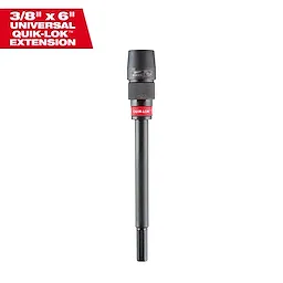 6" x 3/8" Universal QUIK-LOK Extension in black with a textured grip and red band, designed for extending drill reach.