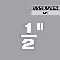 1/2" High Speed NPT Forged Aluminum Die Head text in white against a gray background, with "High Speed NPT" label at the top.
