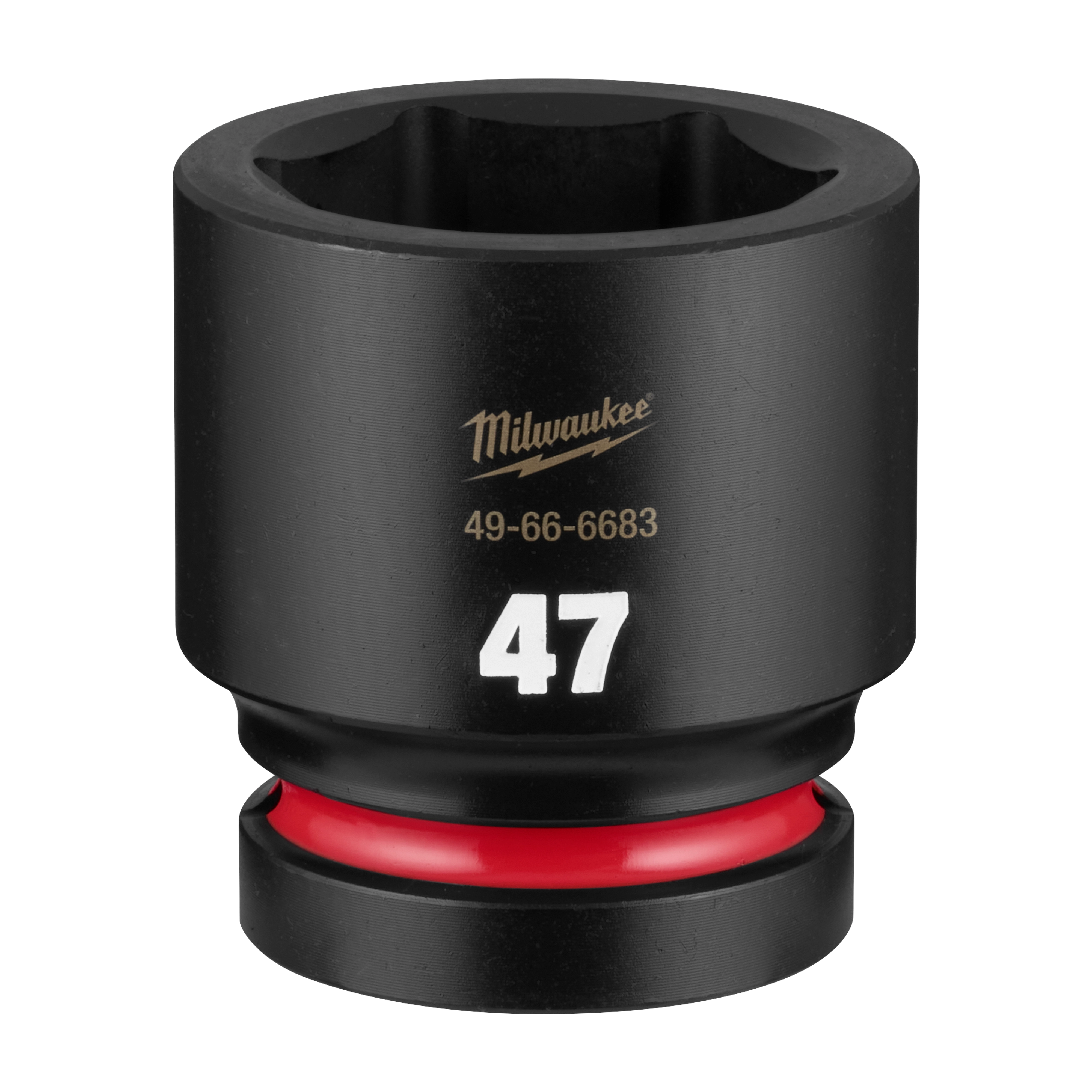SHOCKWAVE Impact Duty 1" Drive 47mm Standard 6 Point Socket standing upright with visible size marking 47.