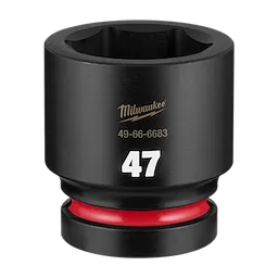 SHOCKWAVE Impact Duty 1" Drive 47mm Standard 6 Point Socket standing upright with visible size marking 47.