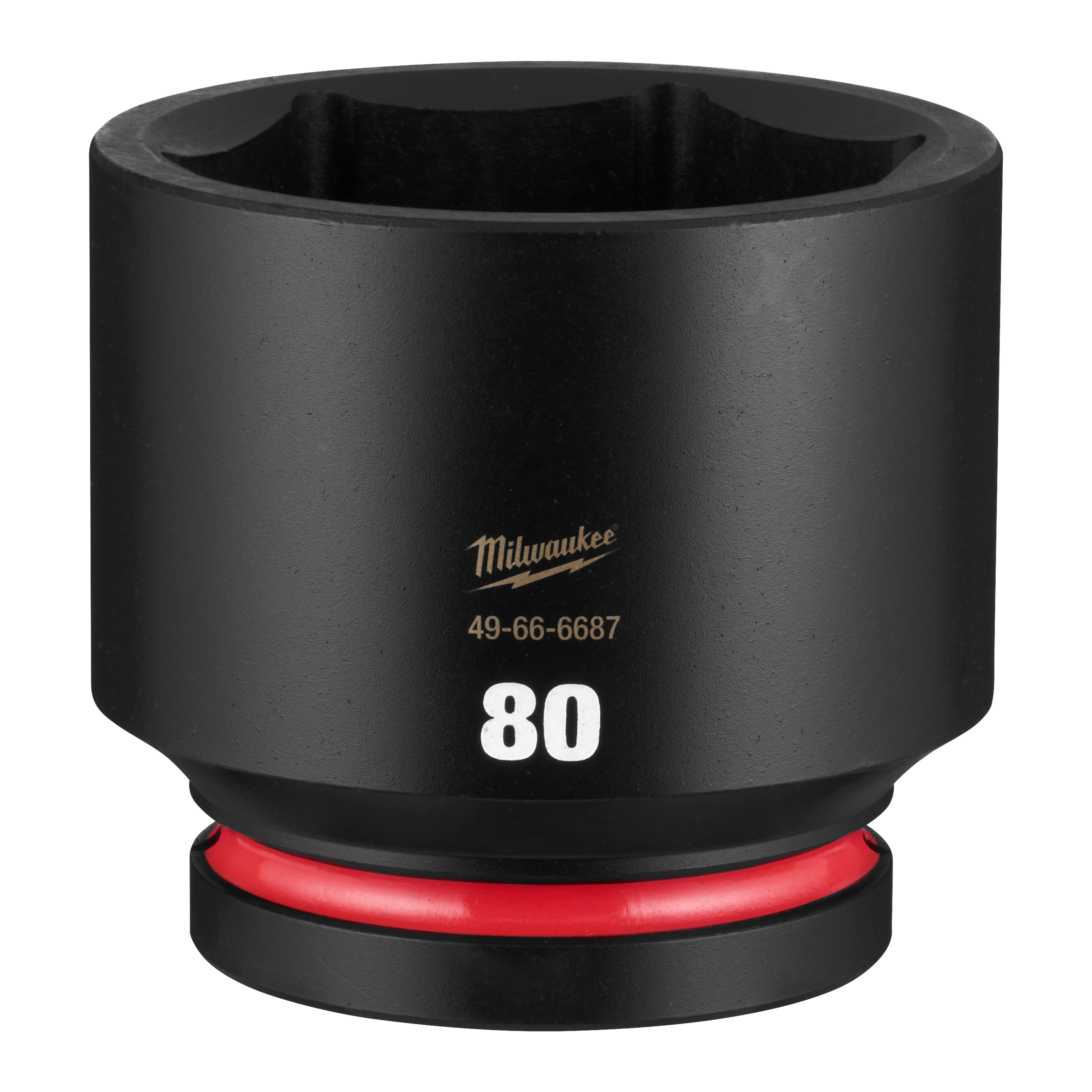 SHOCKWAVE Impact Duty 1" Drive 80mm Standard 6 Point Socket standing upright with visible 80 marking and red ring.