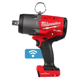 M18 FUEL 3/4" High Torque Impact Wrench w/ ONE-KEY standing upright with a wireless icon nearby.