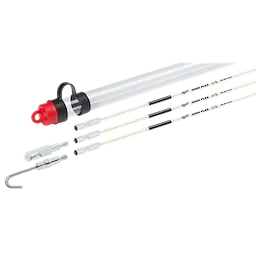 15 Foot High Flex Fish Stick Kit includes three flexible rods, two attachments, and a carrying tube with a red cap.