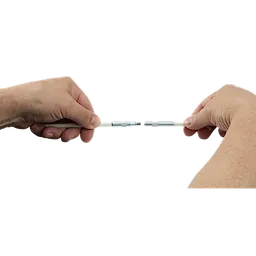 Hands connecting two sections of a 5 Foot Mid Flex Fish Stick using a metal coupling.