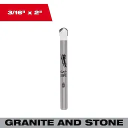 3/16" Granite and Stone Bit standing upright against a plain background with size text above and granite and stone label below.