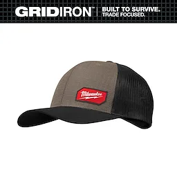 GRIDIRON Snapback Trucker Hat with curved bill and mesh back panel on a plain white background.