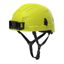 BOLT™ Hi-Viz Green Safety Helmet features a 4-point ratcheting suspension system. It is Type 2, Class E compliant and has adjustable chin straps for a secure fit. The helmet includes slots for accessories and provides enhanced visibility for safety in various work environments.