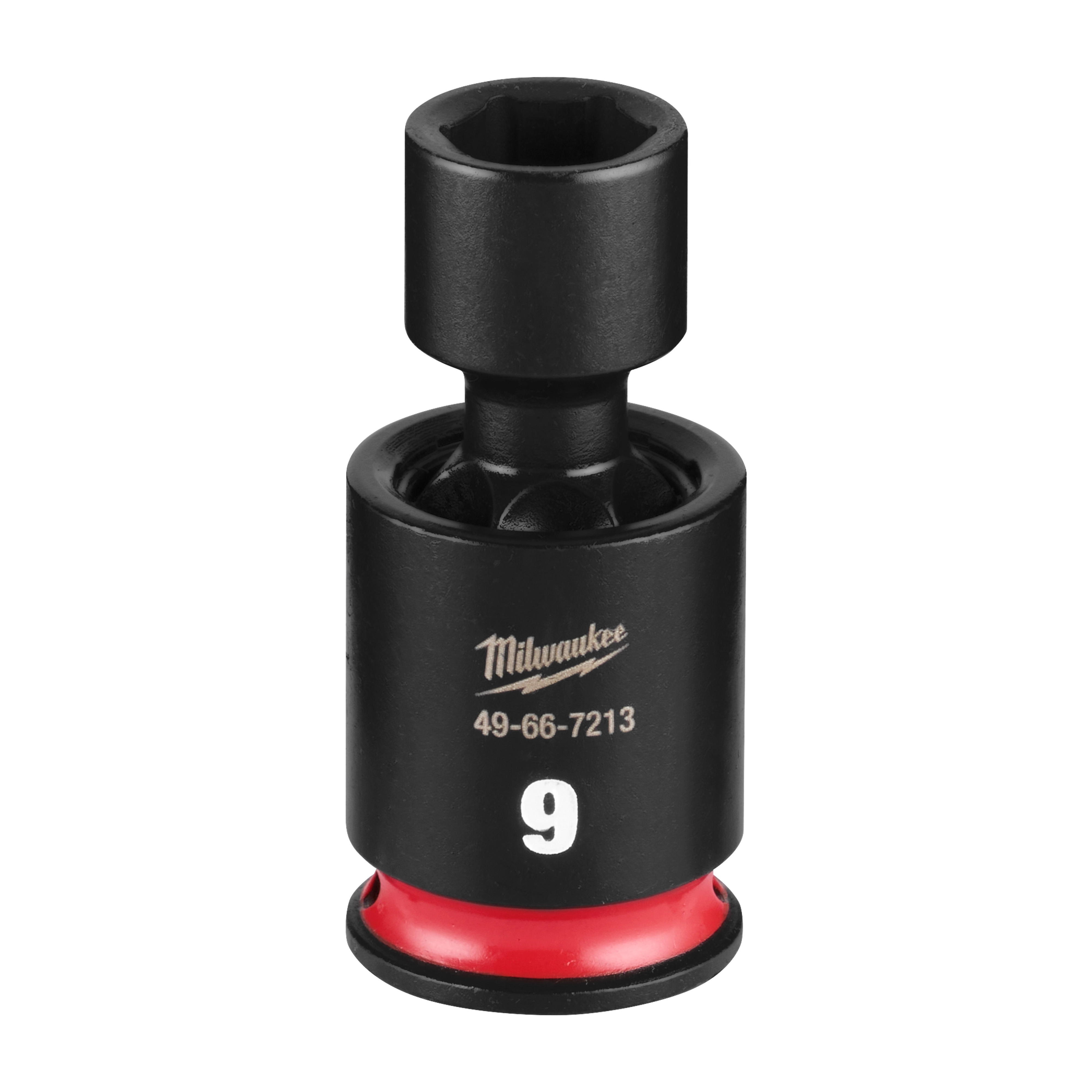 SHOCKWAVE Impact Duty 1/4" Drive 9MM Standard Swivel Socket standing upright with a visible 9 marking and red ring.