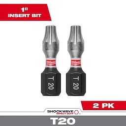 SHOCKWAVE™ 1" Impact Duty TORX® T20 Insert Bits (2 PK)